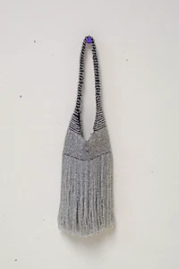 ANTICA BORSA Flapper anni '20 corpo lavorato a maglia con frange e perline ~ usata in ottime condizioni - Foto 1 di 3