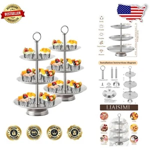 Polished Silver 3-Tier Dessert Stand - Ideal for Celebrations & Special Events - Picture 1 of 9