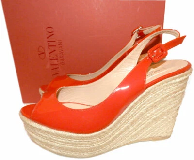 Valentino Espadrilles 坡跟露背 St. Tropez 红色专利露趾鞋 39 — 第 1/4 张图片