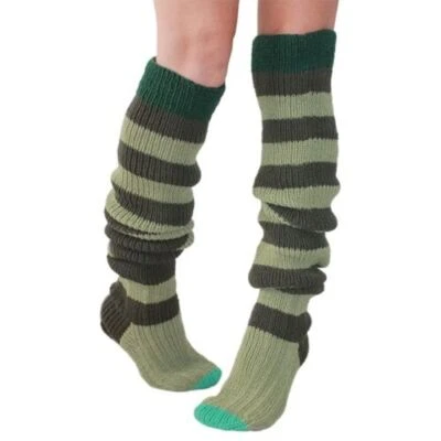 Calcetines tejidos de invierno a rayas vintage hasta el muslo sobre la rodilla calcetín suave cálido Foto 1 de 4