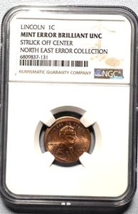 1999 Lincoln Cent Mint Error Struck Off Center - North East Error Collection NGC - Picture 1 of 2