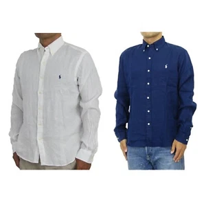 Polo Ralph Lauren Men's Big & Tall Solid Long Sleeve Button Down Linen Shirt - Picture 1 of 4