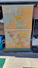 Vintage Nystrom school map, "Europe at Outbreak of WW2" + "World in 1914" 