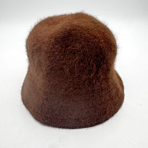 Angora Hat Bucket Fitted Womens One Size Brown Fuzzy Soft Winter Warm Cloche - Picture 1 of 6
