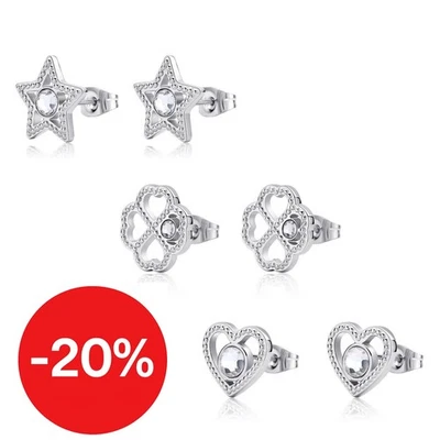 Orecchini Donna Acciaio Stella Cuore Quadrifoglio S'agapo a Lobo Sagapo - Immagine 1 di 2