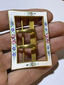 Women's belt buckle Louis XVI style champlevé enamels gold brass - Picture 1 of 6