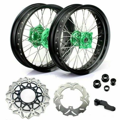 Juego de discos de ruedas para Kawasaki Supermoto 17" KX250F KX450F 06-18 KX125 KX250 06-08 Foto 1 de 4
