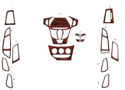 Kit de cubierta de tablero interior efecto madera caoba Ford Focus 2013-2016 14 piezas Foto 1 de 4