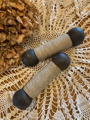 Haltères  x 2 en fonte fin XIXe début XXe, anciens poids musculation - Photo 1/4