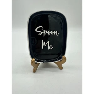 Ceramic Spoon Rest For Stove Top “Spoon Me” 4.5" x 4.5" Black - Picture 1 of 5