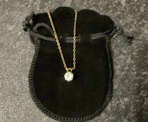 Classic Solitaire Pendant Necklace Gold Tone 44cm Chain Jewellery for Women Gift - Picture 1 of 6