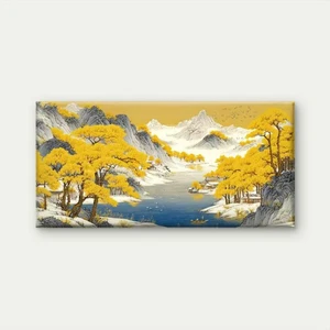 Yellow Trees & Snowy MountainsWall Art Canvas Office Home Room Unframed 120x60cm - Bild 1 von 4