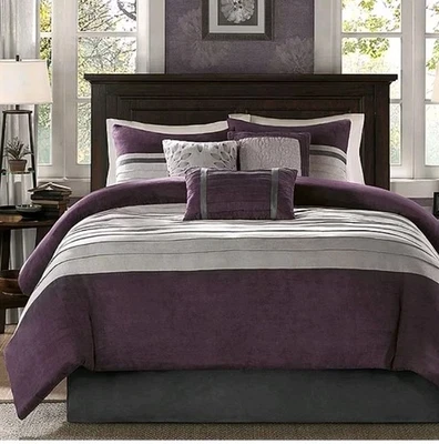 Madison Park Teagan 7 Piece Faux Suede Comforter Set Full Size Plum - Image 1 of 4