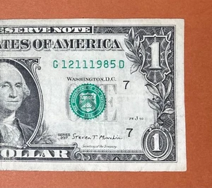 December 11, 1985 ; 12 November 1985 (G 12111985 D) Birthday $1 One Dollar Bill - Picture 1 of 3