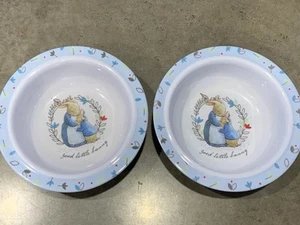 2 Ciotole in melamina preferite per bambini Beatrix Potter Peter Coniglio "Buon coniglietto" - Foto 1 di 5