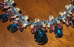 Fabulous Vintage Colorful Rhinestone Goldtone Statement Necklace - Picture 1 of 7