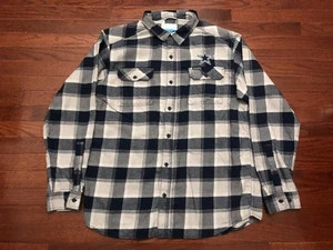 DALLAS COWBOYS BUTTON UP SHIRT MENS XL BLUE WHITE PLAID COLUMBIA SPORTSWEAR - Picture 1 of 5
