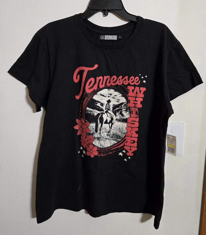 NWT GIRL DANGEROUS Women's Black Logo Tee Sz Medium - Image 1 of 3