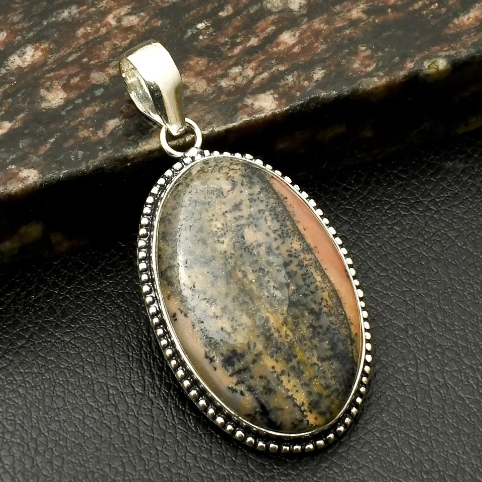 Dendrita Ópalo Piedras Preciosas Hecho a Mano Colgante Joyería Regalo Para Año Nuevo 2.4" AP-19074 Foto 1 de 1