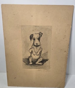 Grabado de perro Arthur St. Claire firmado arte vintage coleccionable - Imagen 1 de 6