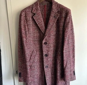 Manuel Ritz Red and Blue Wool Topcoat US L - Picture 1 of 7