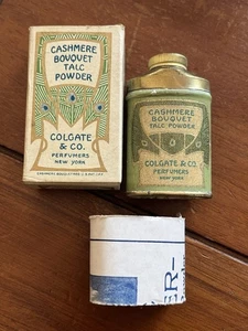Antike Dose Colgate & Co Cashmere Bouquet Talkumpuder in Box Santa Catalina - Bild 1 von 7