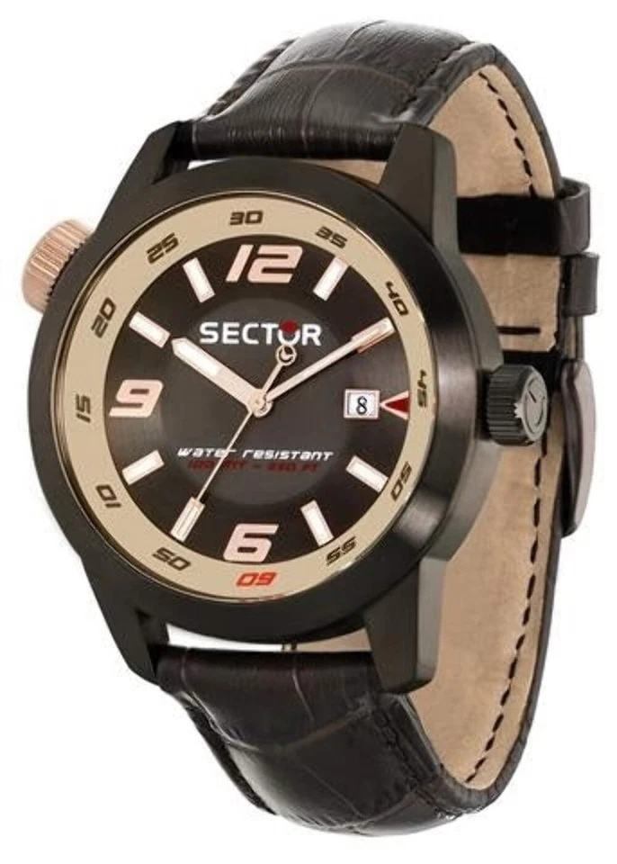 sector Men's 48mm Synthetic Leather Band Steel Case Quartz Watch R3251102019