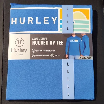 Hurley Men's Sunny Side Hybrid Stretch Hooded UV T-Shirt Size Blue Large - Image 1 of 2
