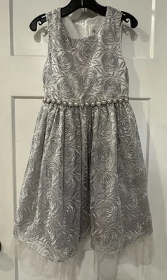 Vestido de fiesta de boda con estrás brocado gris talla 6 ediciones raras para niñas M1.2 Foto 1 de 4