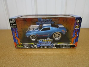 1966 Ford Mustang Big Ed MUSCLE MACHINES 1/24 Maisto blue box diecast car Z - Picture 1 of 7