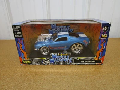 1966 Ford Mustang Big Ed MUSCLE MACHINES 1/24 Maisto blue box diecast car Z - Image 1 of 4