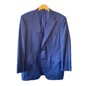 Canali 1934 Blazer Sport Coat Herringbone Navy Blue 100% wool Size 44R - Picture 1 of 9