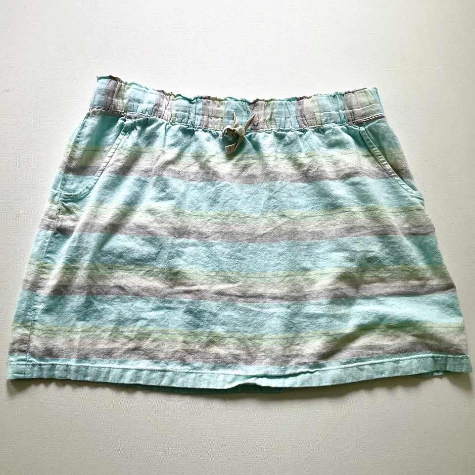 Patagonia Women’s M Striped Skirt Blue Green Drawstring Waist Pockets Casual - Image 1 of 4