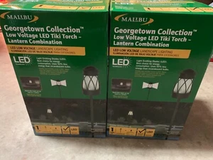 NEW Two Georgetown Collection Low Voltage LED Tiki Torch Lantern Combination - Picture 1 of 3