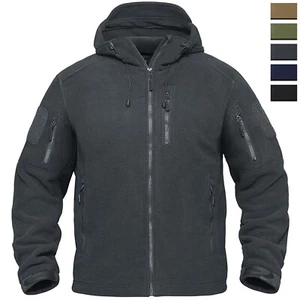 Men's Atheletic Fleece Jacket Full-Zip Hooded Coat Winter Warm Hiking Ski Jacket - Picture 1 of 47
