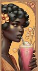 Art Nouveau Black Woman and Icecream Soda Cross Stitch Pattern Design + Photo
