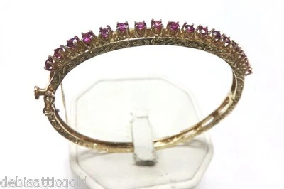 14k Yellow Gold 1.70 TCW Ruby Bangle 6" Bracelet Stunning Art Nouveau 12.5g - Image 1 of 4