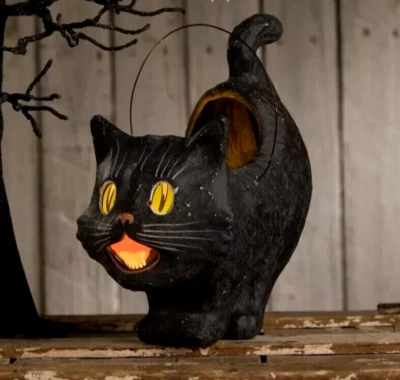 Bethany Lowe De Colección Estilo Halloween Scaredy Sassy Gato Negro Candy Bucket TJ1335 Foto 1 de 4