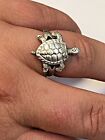 Turtle Ring - 925 Sterling Silver Turtle Tortoise Beach Ring MOVABLE Ring 