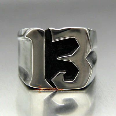 Anillo de acero inoxidable para hombre con número azteca de ángel de la suerte viernes 13 calendario celta J.C Foto 1 de 4