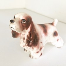 Brown White Cocker Spaniel Dog Standing Nub Tail Vintage Japan Ceramic Figurine