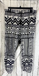 Madewell Women's Black White Tribal Print Bohemian Lightweight Jogger Pants M - Picture 1 of 6