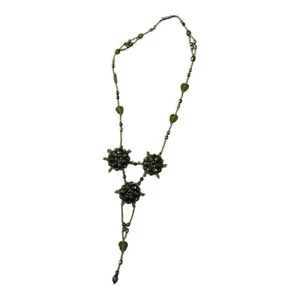 Green hand beaded y-drop necklace - Picture 1 of 2