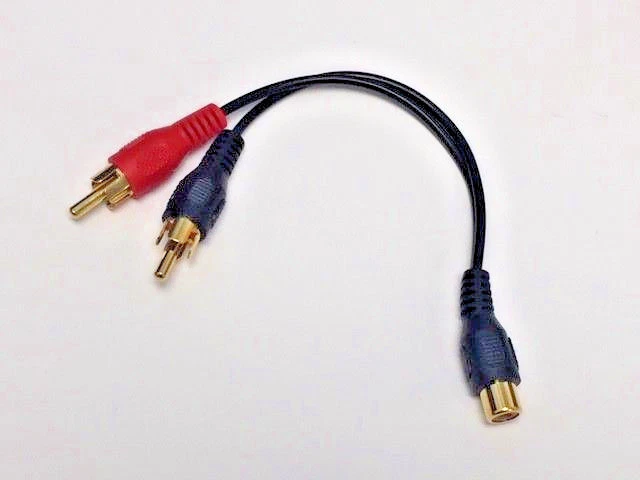 6 inch RCA Female to 2 RCA Male Gold Plated Adapter/splitter 124 PIECE/BULK PACK - Image 1 of 1