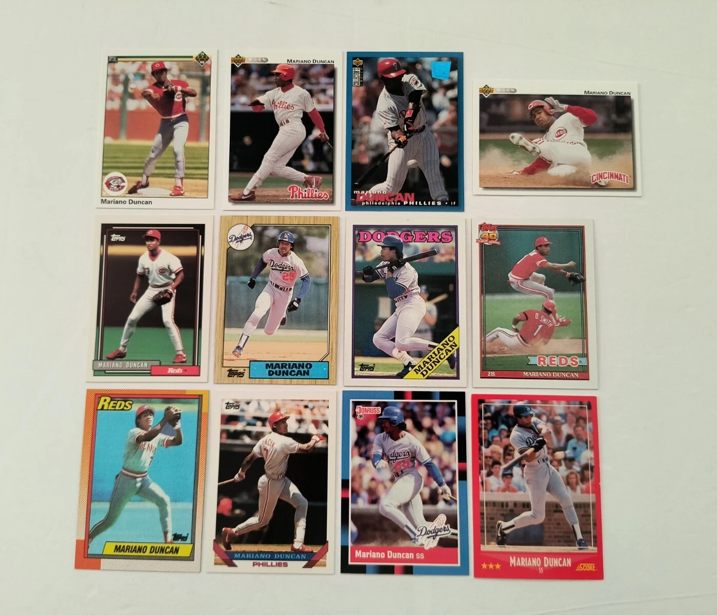 Dodgers Reds Phillies Lot 1987 Topps Mariano Duncan 199 1990 Upper Deck 430