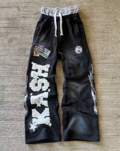 American Sweatpants Y2K Pants Men Gothic Hip Hop Double Layer Design Baggy. - Picture 1 of 9