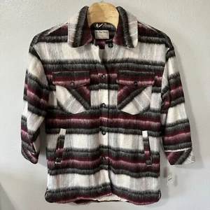 We the Free People Vienna Hemdjacke Brushed Wool Shacket kariert Azteken Gr. Large - Bild 1 von 6