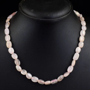 Oval Shape 141 Cts Earth Mined Pink Rose Quartz Beaded Womens Necklace JK 42E377 - Picture 1 of 3