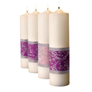 Velas de cera pilar de 12" Adviento Emmanuel Damasco - Imagen 1 de 1