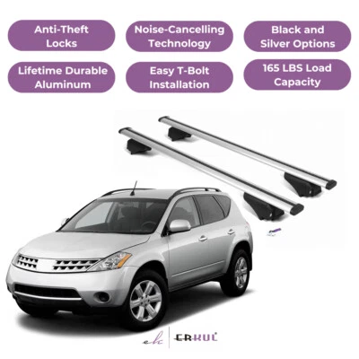 ERKUL Roof Rack Cross Bars for Nissan Murano 2003-2014 for Raised Rails - Silver - Image 1 of 4